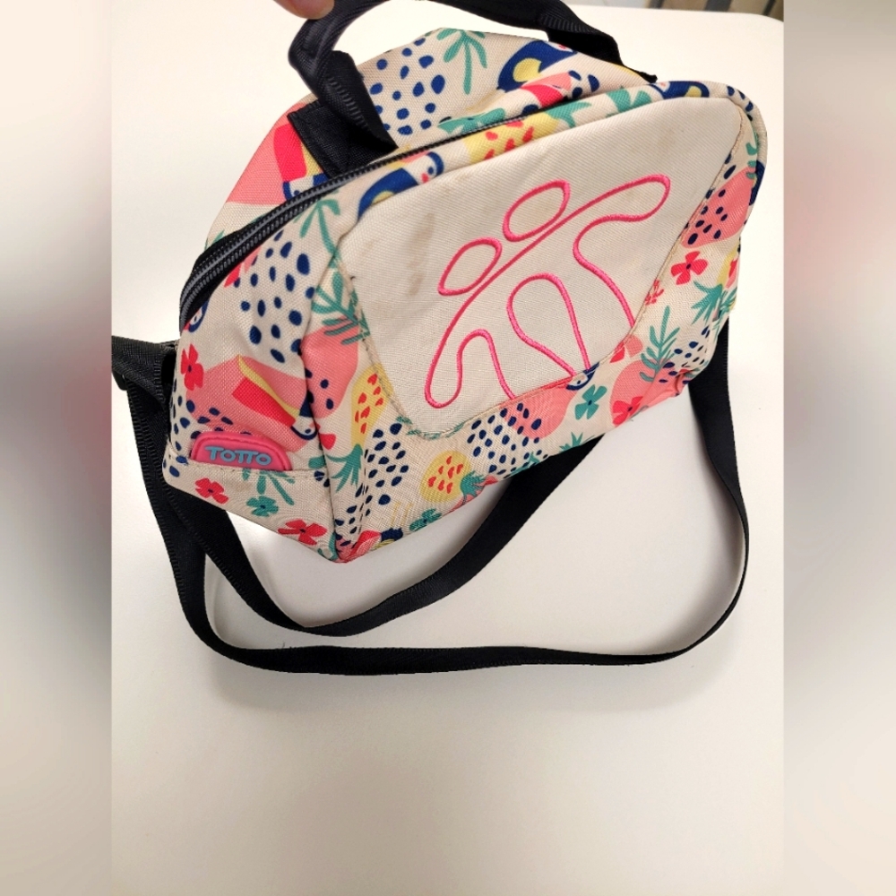 Totto Lunch Bag Purse Cooler Flamingos Flowers